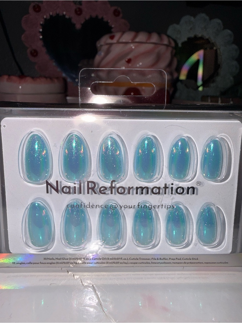 Nail Reformation Iridescent Aqua Press-On Nails